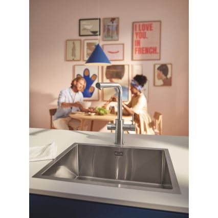 GROHE 30601DC0 - Virtuvinis maišytuvas BLUE PURE su ištraukiamu snapu, iš nerūdijančio plieno