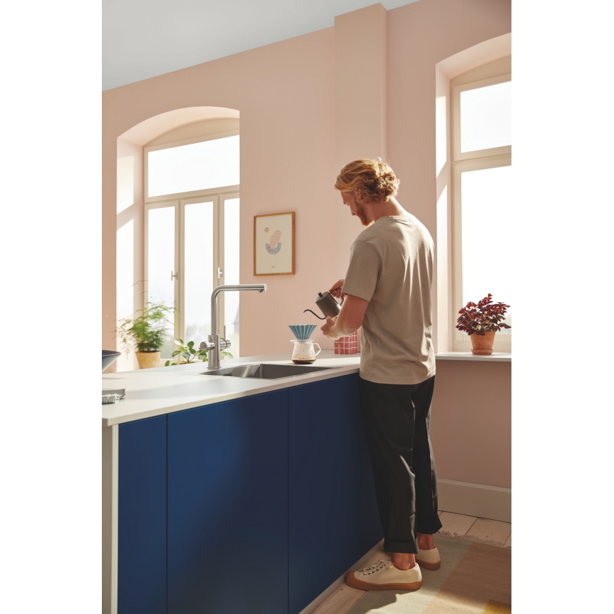 GROHE 30601DC0 - Virtuvinis maišytuvas BLUE PURE su ištraukiamu snapu, iš nerūdijančio plieno