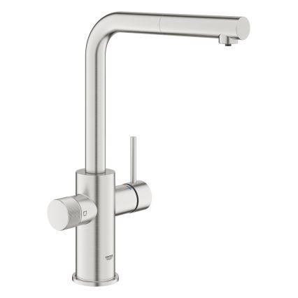 GROHE 30601DC0 - Virtuvinis maišytuvas BLUE PURE su ištraukiamu snapu, iš nerūdijančio plieno