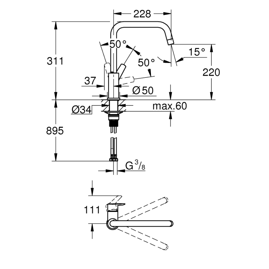 GROHE 30630000 - START virtuvinis maišytuvas 311 mm blizgus chromas