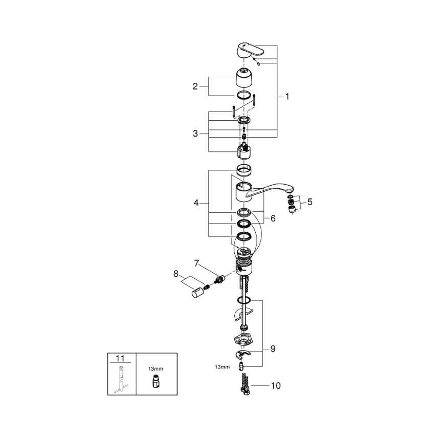 GROHE 31161000 - Kriauklės maišytuvas EUROSMART COSMOPOLITAN 140° blizgus chromas