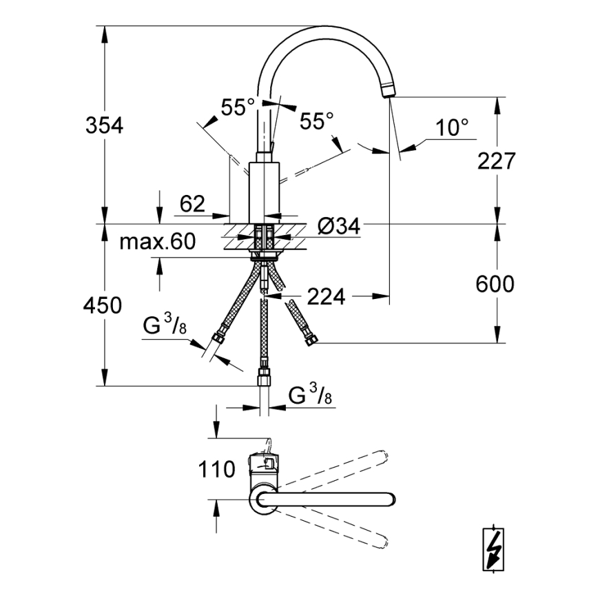 GROHE 31180000 - Plautuvės maišytuvas EUROSMART COSMOPOLITAN blizgus chromas