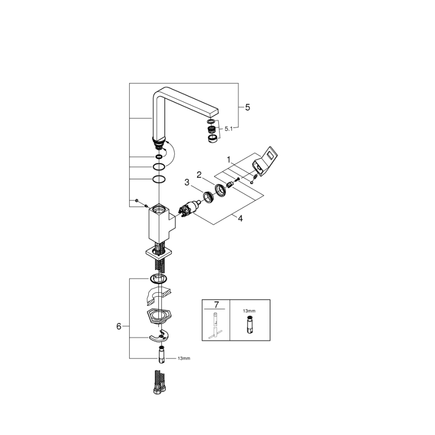 GROHE 31255000 - Plautuvės maišytuvas EUROCUBE, blizgus chromas