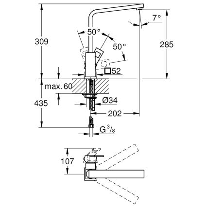 GROHE 31255000 - Plautuvės maišytuvas EUROCUBE, blizgus chromas