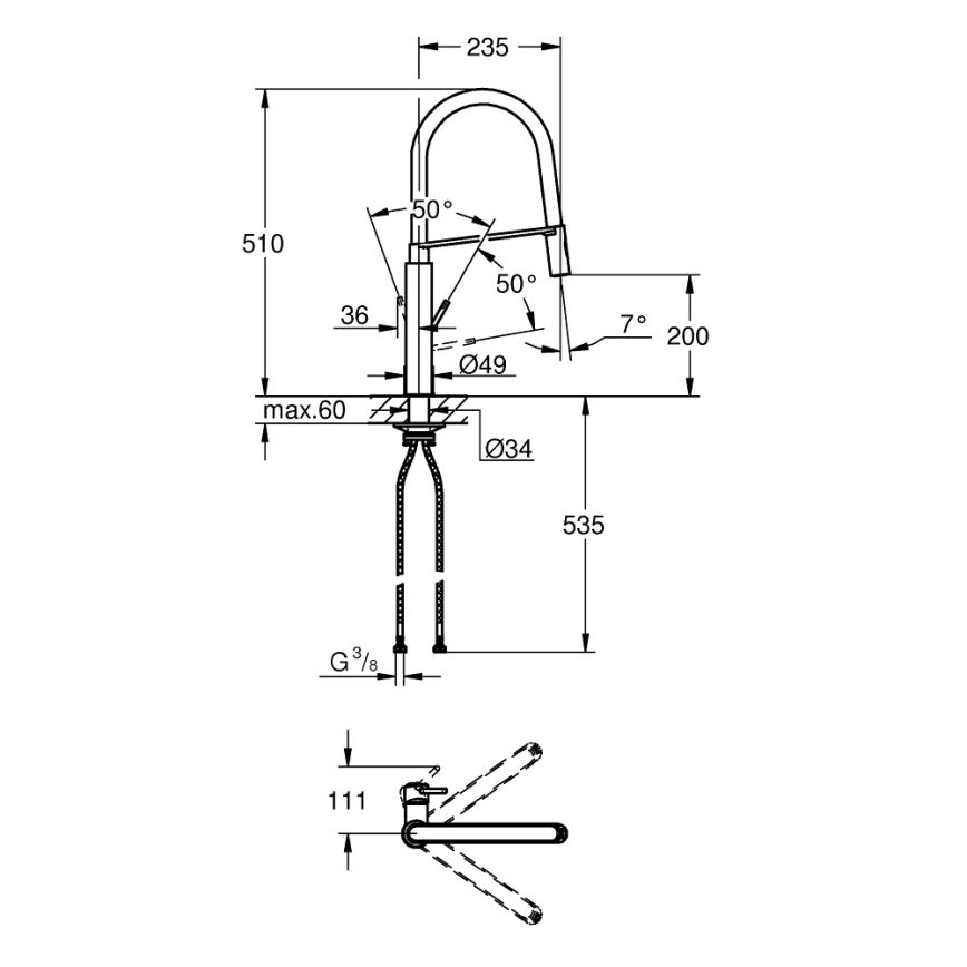 GROHE 31491DC0 - Kriauklės maišytuvas CONCETTO DN 15 iš nerūdijančio plieno
