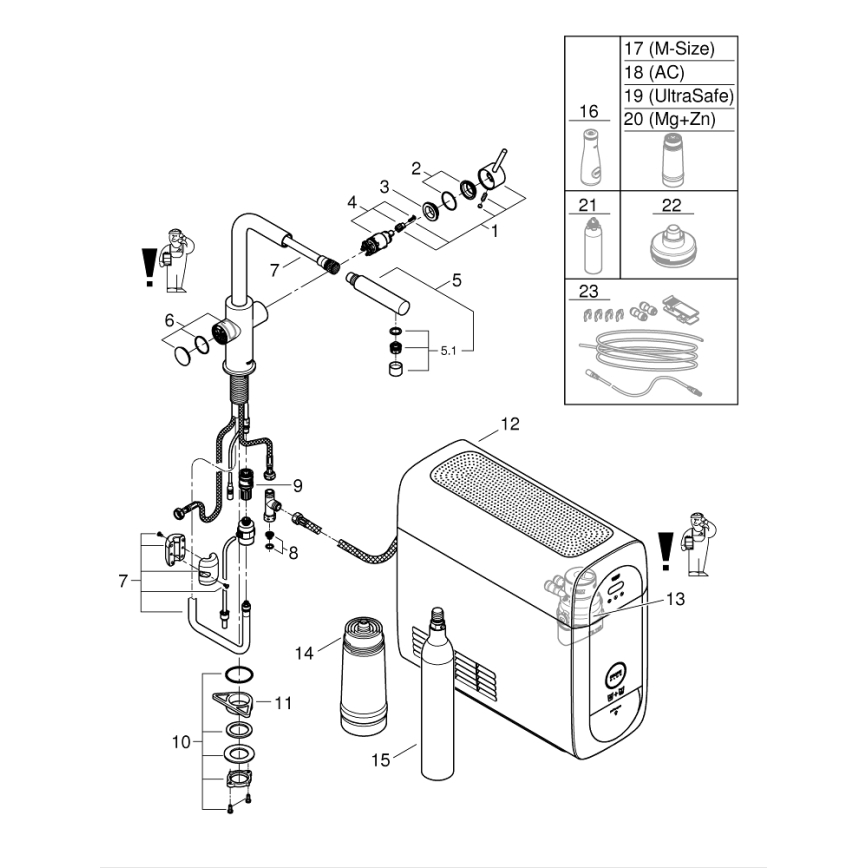 GROHE 31539000 - Virtuvinis maišytuvas BLUE HOME su L formos snapu, blizgus chromas