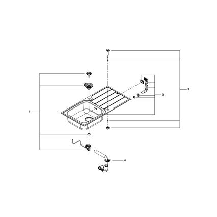 GROHE 31563SD1 - Kriauklė K500 1000 × 500 mm, nerūdijančio plieno