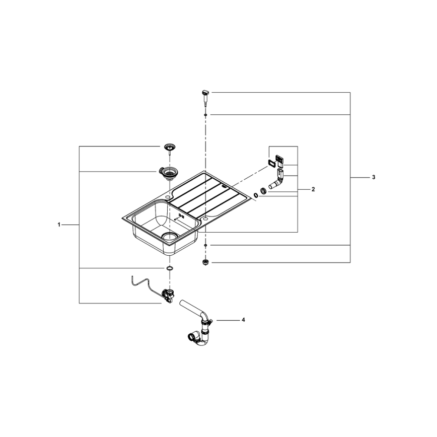 GROHE 31571SD1 - Virtuvinė kriauklė K500, 860 × 500 mm, iš nerūdijančio plieno