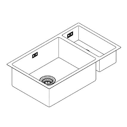 GROHE 31575SD1 - Virtuvinė kriauklė K700U 760 × 450 mm, iš nerūdijančio plieno