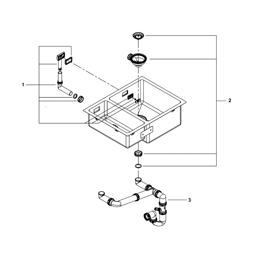 GROHE 31576SD1 - Virtuvinė kriauklė K700U, 595 × 450 mm, nerūdijančio plieno
