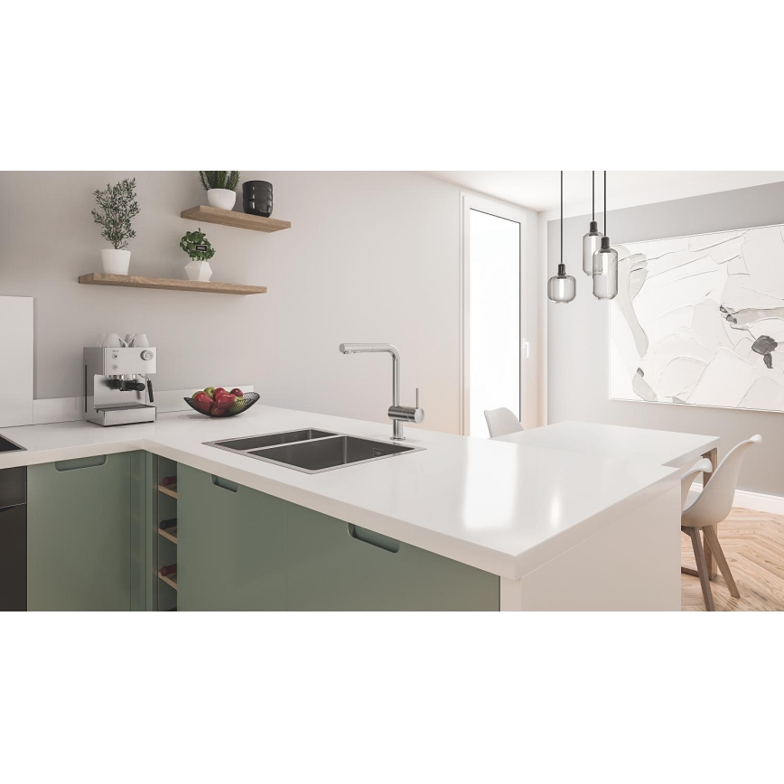 GROHE 31576SD1 - Virtuvinė kriauklė K700U, 595 × 450 mm, nerūdijančio plieno