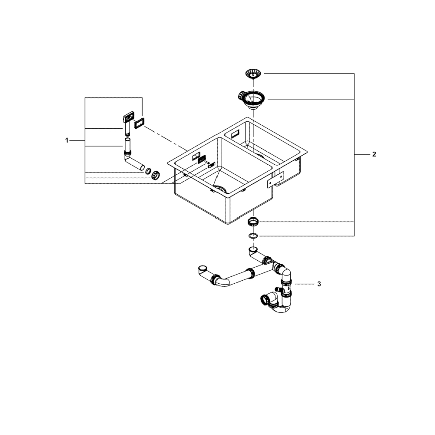 GROHE 31577SD1 - Virtuvinė kriauklė K700U 595 × 450 mm iš nerūdijančio plieno