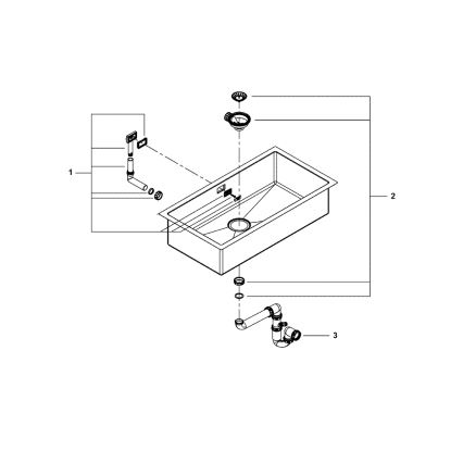 GROHE 31580SD1 - Virtuvinė kriauklė K700 864 × 464 mm, nerūdijančio plieno