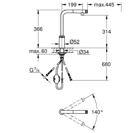 GROHE 31613DC0 - Plautuvės maišytuvas A SmartControl, nerūdijančio plieno