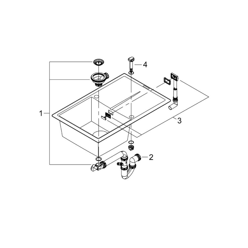 GROHE 31639AP0 - Kompozitinė kriauklė K400 780 × 500 mm juoda