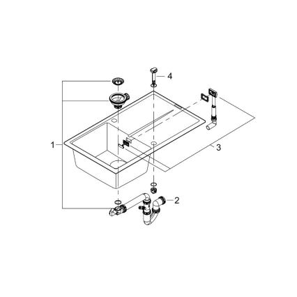 GROHE 31640AP0 - Kompozitinė kriauklė K400 860 × 500 mm granitinė/juoda