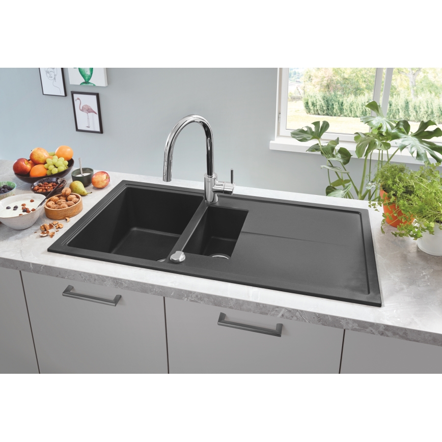 GROHE 31642AP0 - Virtuvinė kriauklė K400 1000 × 500 mm granitinė/juoda