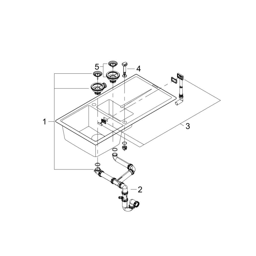 GROHE 31642AP0 - Virtuvinė kriauklė K400 1000 × 500 mm granitinė/juoda