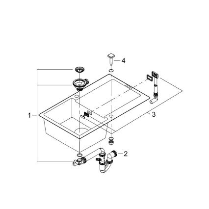 GROHE 31644AP0 - Plautuvė K500 860 × 500 mm granitinė/juoda