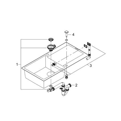 GROHE 31645AP0 - Kompozitinė plautuvė K500 1000 × 500 mm juoda