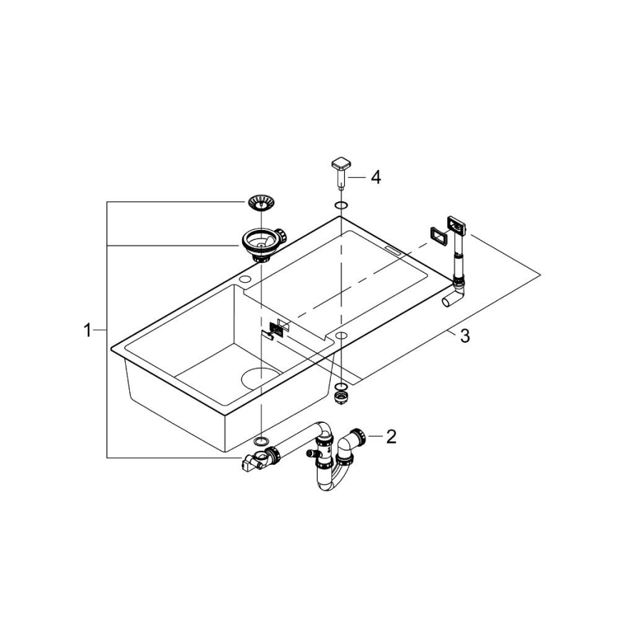 GROHE 31645AP0 - Kompozitinė plautuvė K500 1000 × 500 mm juoda