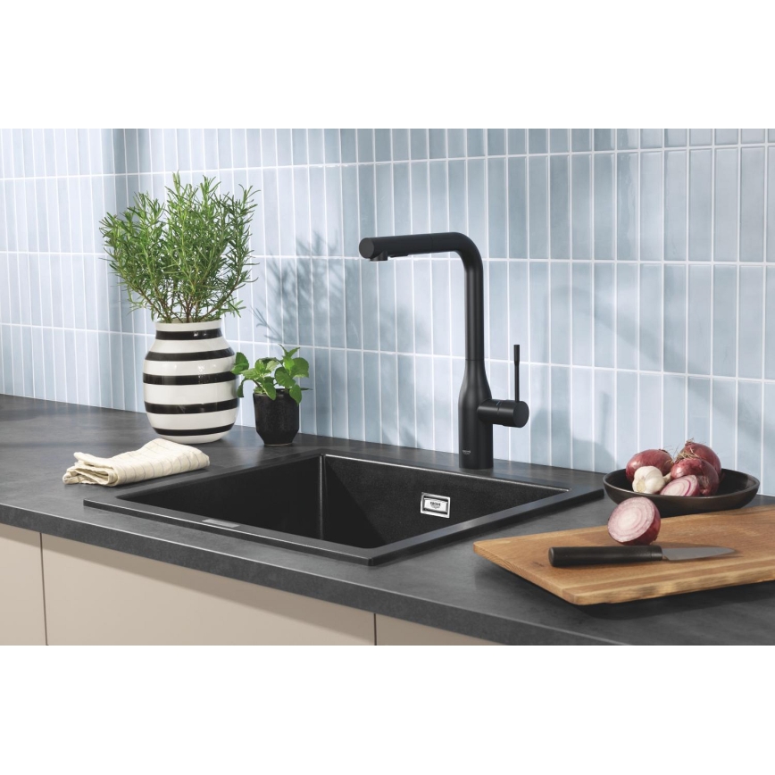 GROHE 31651AP0 - Virtuvinė kriauklė K700 560 × 510 mm granitinė/juoda