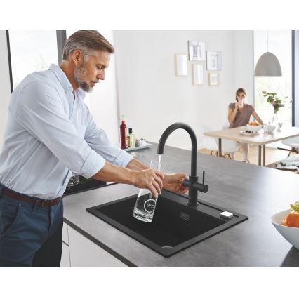 GROHE 31651AP0 - Virtuvinė kriauklė K700 560 × 510 mm granitinė/juoda