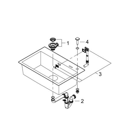 GROHE 31652AP0 - Kompozitinė virtuvinė kriauklė K700 780 × 510 mm granitinė/juoda