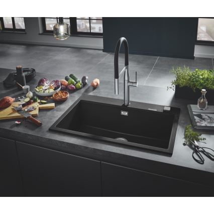GROHE 31652AP0 - Kompozitinė virtuvinė kriauklė K700 780 × 510 mm granitinė/juoda
