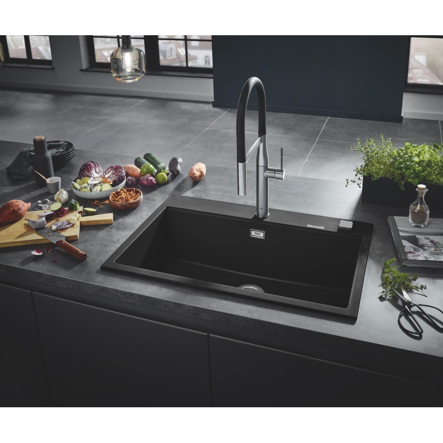 GROHE 31652AP0 - Kompozitinė virtuvinė kriauklė K700 780 × 510 mm granitinė/juoda