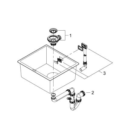 GROHE 31653AP0 - Virtuvinė plautuvė K700U 457 × 406 mm akmuo/juoda