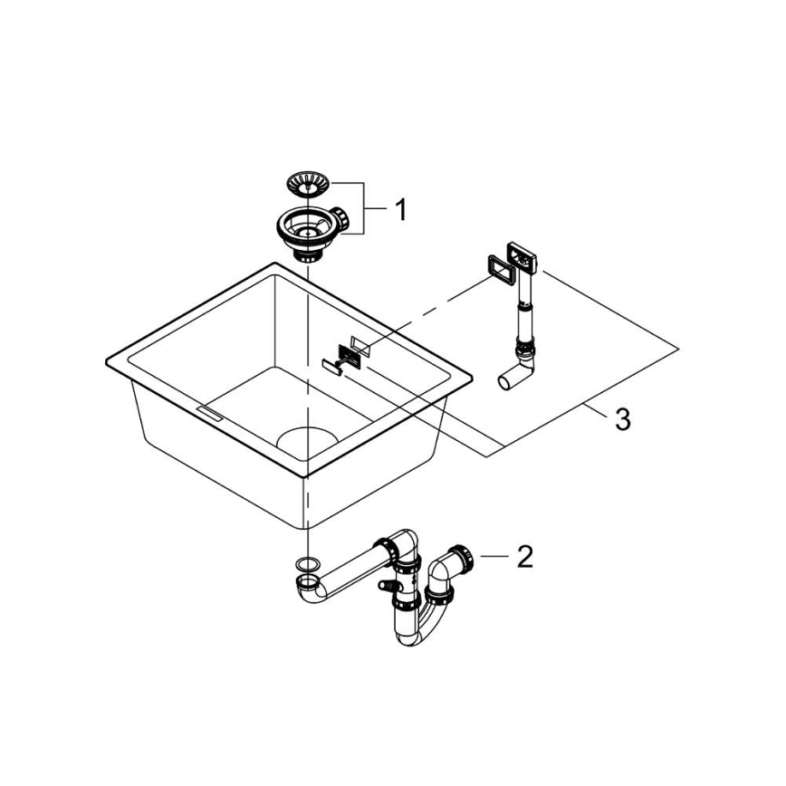 GROHE 31654AP0 - Plautuvė K700U 533 × 457 mm juodas granitas/juoda