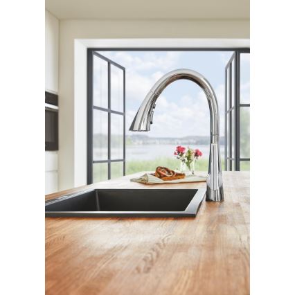 GROHE 31654AP0 - Plautuvė K700U 533 × 457 mm juodas granitas/juoda