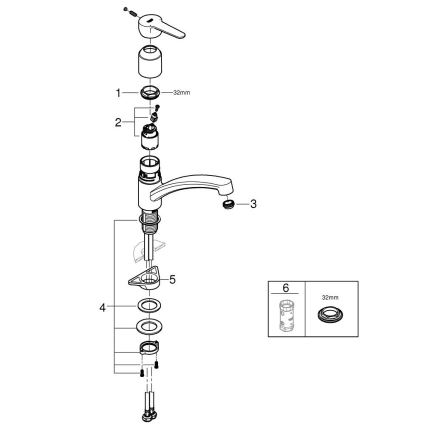 GROHE 31680000 - Plautuvės maišytuvas BAUECO, blizgus chromas