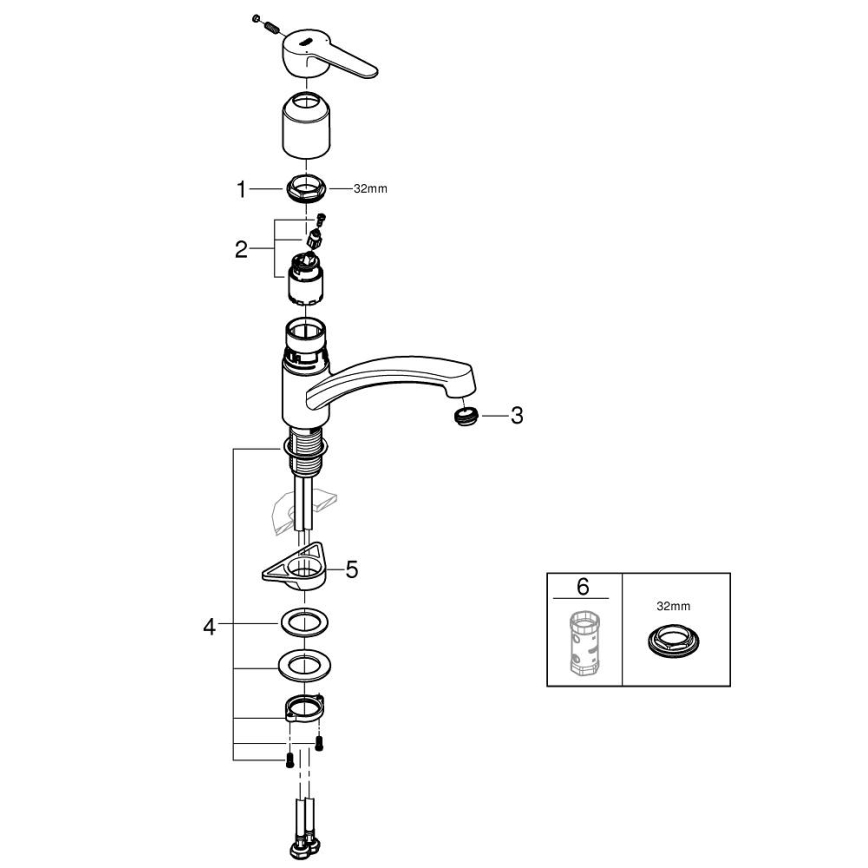 GROHE 31680000 - Plautuvės maišytuvas BAUECO, blizgus chromas