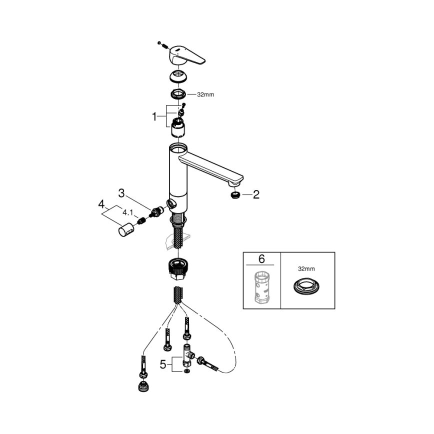 GROHE 31696000 - BAUEDGE kriauklės maišytuvas, blizgus chromas