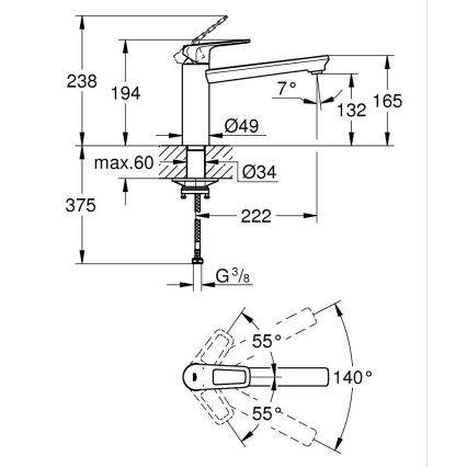 GROHE 31706000 - Kriauklės maišytuvas BAULOOP blizgus chromas