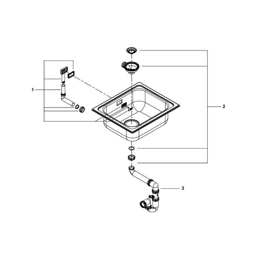 GROHE 31719SD0 - Virtuvinė kriauklė K200 533 × 457 mm iš nerūdijančio plieno