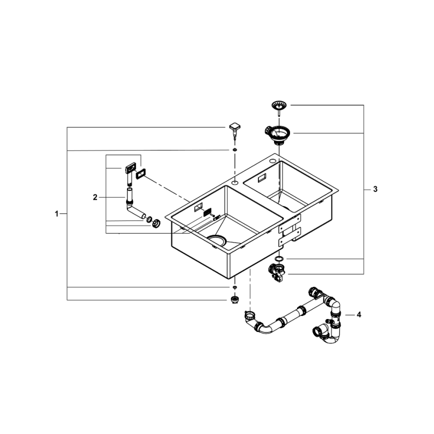 GROHE 31855SD0 - Virtuvinė kriauklė K700 860 × 500 mm, nerūdijančio plieno