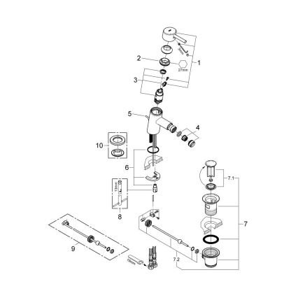 GROHE 32208001 - bidetinis maišytuvas CONCETTO DN 15 blizgus chromas