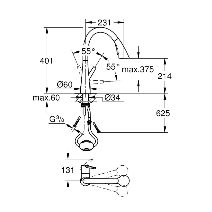 GROHE 32294DC2 - virtuvinis maišytuvas ZEDRA, nerūdijančio plieno