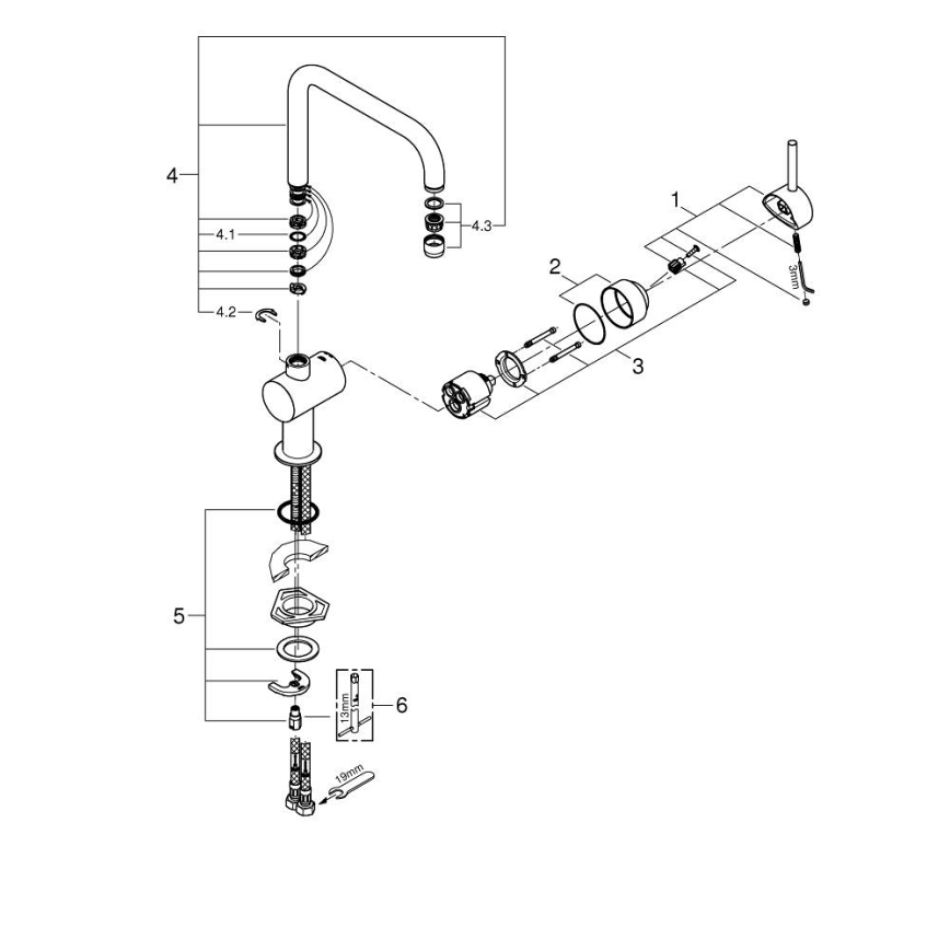 GROHE 32488000 - Virtuvinis maišytuvas A, blizgus chromas