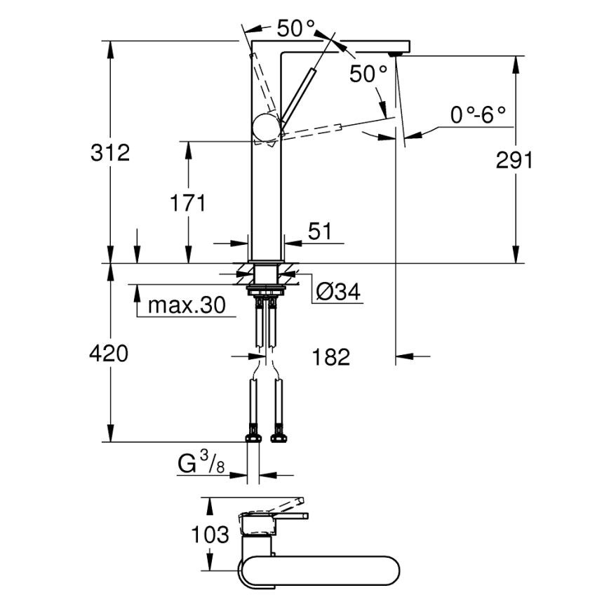 GROHE 32618003 - Praustuvo maišytuvas PLUS XL, blizgus chromas
