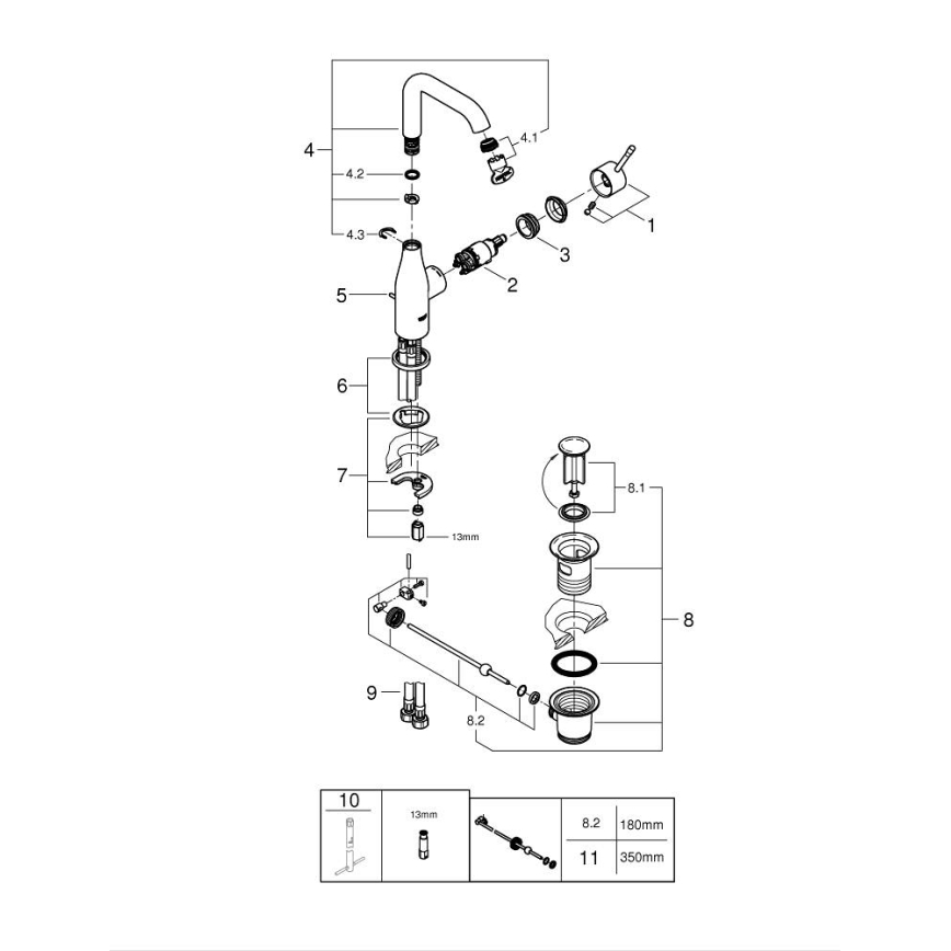 GROHE 32628AL1 - ESSENCE praustuvo maišytuvas, L dydis, antracitas