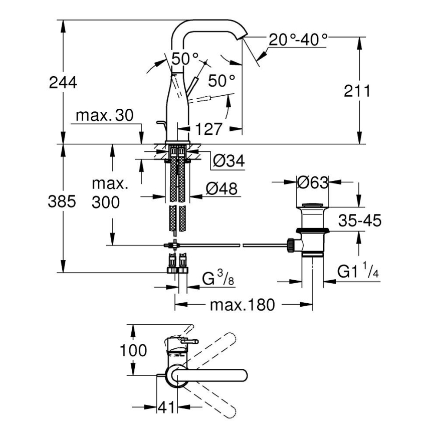 GROHE 32628AL1 - praustuvo maišytuvas ESSENCE dydis L grafitas