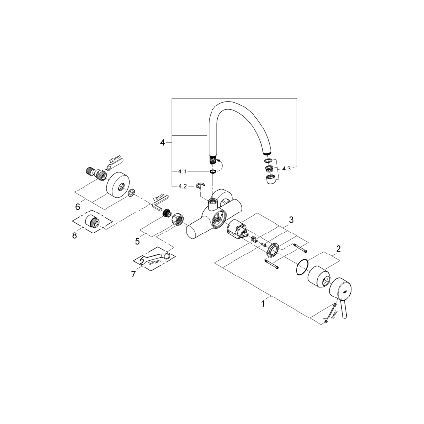 GROHE 32667001 - Kriauklės maišytuvas CONCETTO 280 mm blizgus chromas