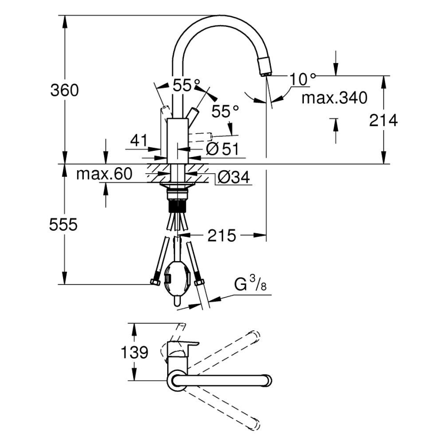 GROHE 32671002 - Virtuvinis maišytuvas FEEL, blizgus chromas