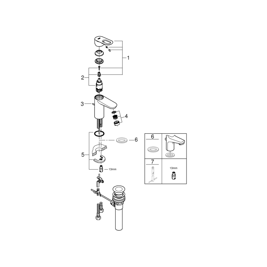 GROHE 32814000 - Praustuvo maišytuvas BAULOOP blizgus chromas