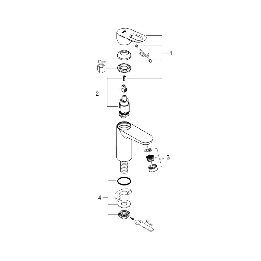 GROHE 32857000 - BAULOOP DN 15 stulpinis vožtuvas, blizgus chromas