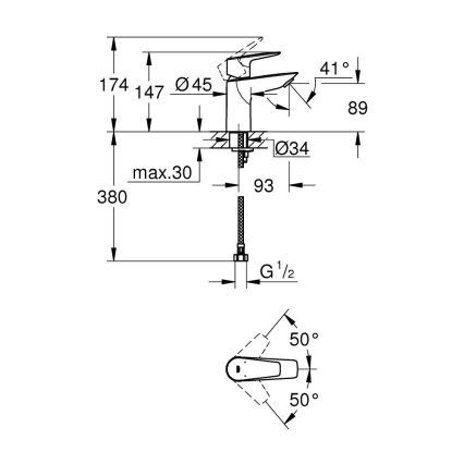 GROHE 32858001 - Praustuvo maišytuvas BAUEDGE 147 mm blizgus chromas